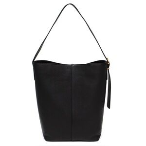 Margot New York Kaye Bucket Bag in Black, Leather, Lg Shoulder Purse Laptop Tote